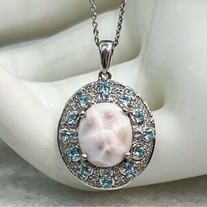 Pink Natrolite Multigemstone Sterling Silver Pendant 20” Necklace